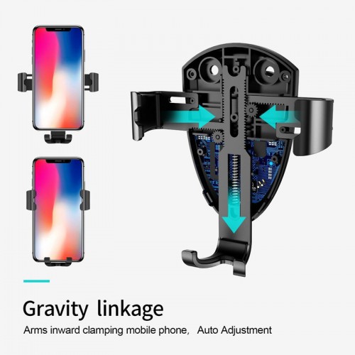 USAMS Wireless Charger Car Air Vent Qi Wireless Car Charger For iPhone X , iPhone 8 , S9 , Note 8  