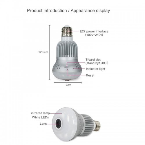 VR Cloud Camera WI-FI Globe Panoramic Light Bulb