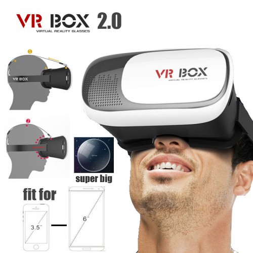 VR Box Virtual Reality 3D Glass for Smartphones with Remote - White