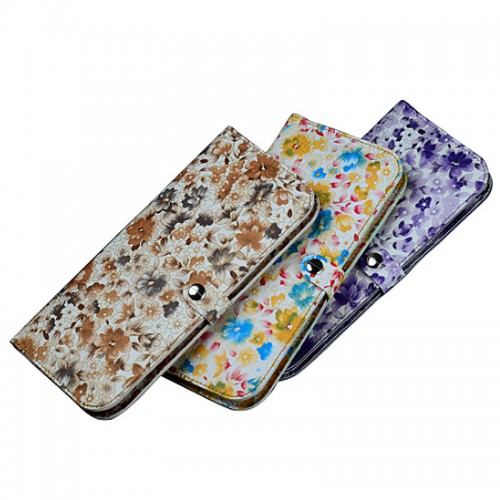WUW Women Leather Portfolio Wallet Case For All Smarts Phones with Card Holder - Purple