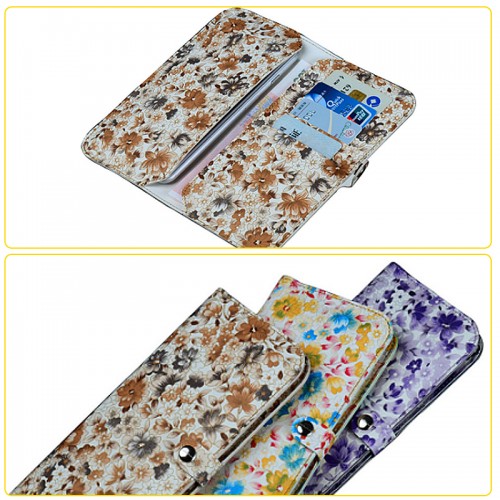 WUW Women Leather Portfolio Wallet Case For All Smarts Phones with Card Holder - Purple