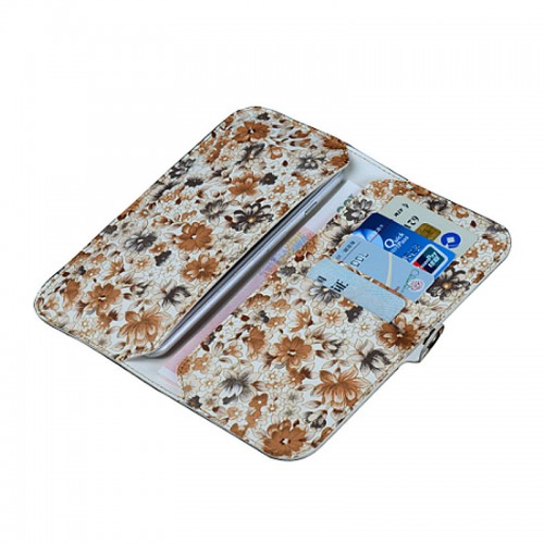 WUW Women Leather Portfolio Wallet Case For All Smarts Phones with Card Holder - Purple