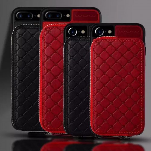 WUW Special Design Leather Wallet Case For iPhone 7 Plus / 8 Plus  - Black