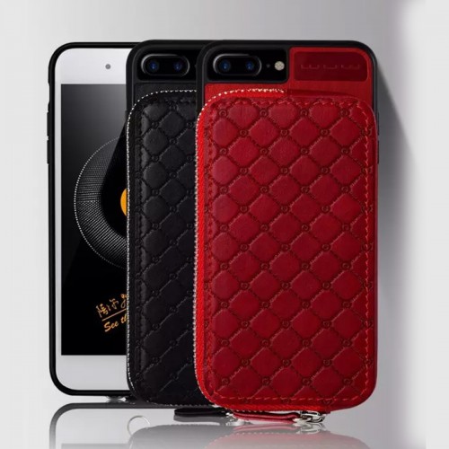 WUW Special Design Leather Wallet Case For iPhone 7 Plus / 8 Plus  - Black