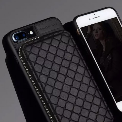 WUW Special Design Leather Wallet Case For iPhone 7 Plus / 8 Plus  - Black