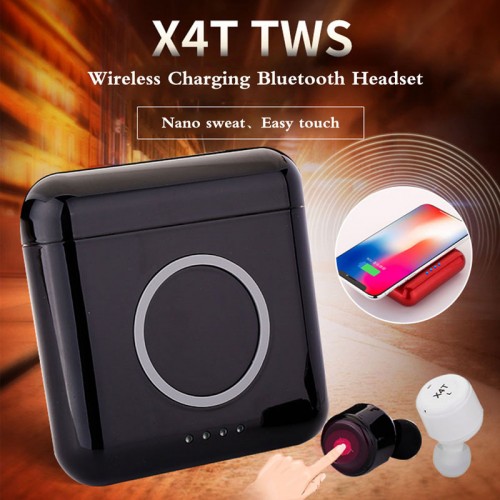 X4T TWS Wireless Earphone with Wireless Charger and Power Bank - Black