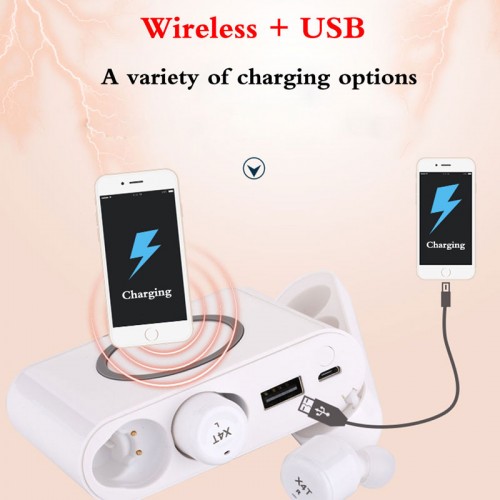 X4T TWS Wireless Earphone with Wireless Charger and Power Bank - Black