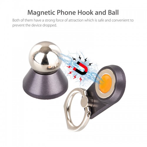 2 in 1 Ring Holder Grip Magnetic Car Dash Mount Dock