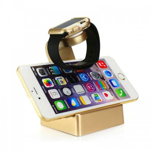 2 in 1 Apple Watch & Mobile Stand - Silver