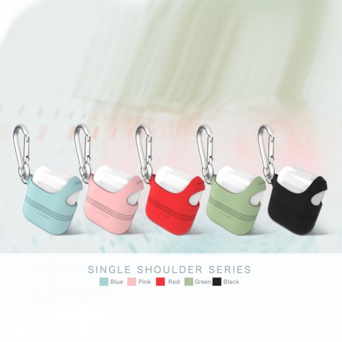 i-Smile Silicone Protective Case For Apple Air-pods with Key-chain - Pink
