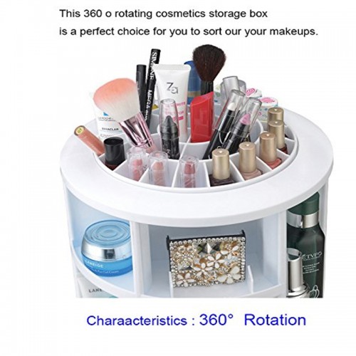Cosmake Carousel 360 Degree Rotating Cosmetic Makeup Organizer - White