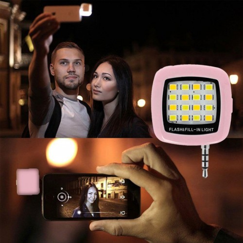 Built-in 16 LED Selfie Flash Light - Pink