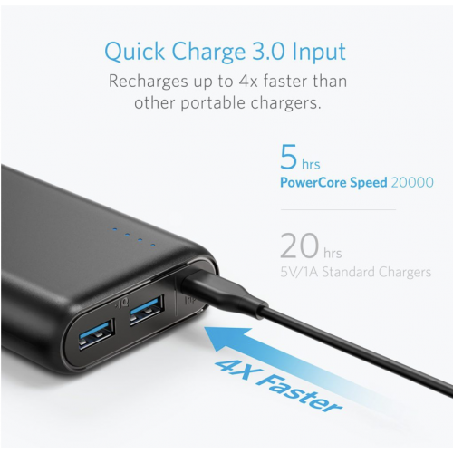 Anker PowerCore Speed 20000mAh QC3.0 (Output & Input) Black [18 Month Warranty]