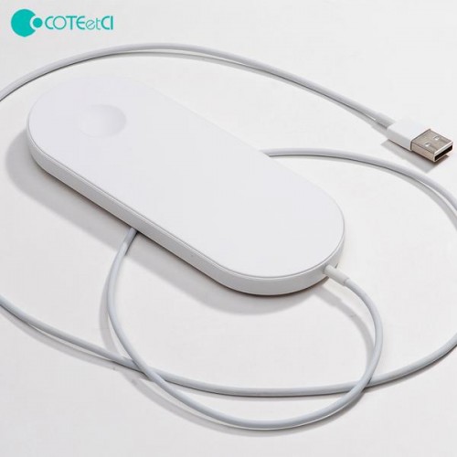 COTEetCI 2 in 1 Wireless Fast Charger for iPhone XS Max , iPhone Max , iPhone 8 & Apple iWatch - Black