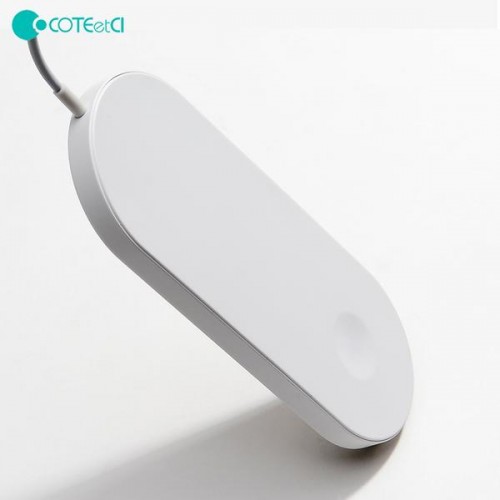 COTEetCI 2 in 1 Wireless Fast Charger for iPhone XS Max , iPhone Max , iPhone 8 & Apple iWatch - Black