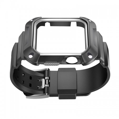Rugged Protective Case with Strap for Apple Watch 42MM - Black/Silver