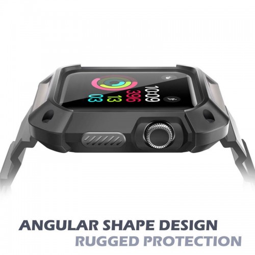 Rugged Protective Case with Strap for Apple Watch 42MM - Black/Silver