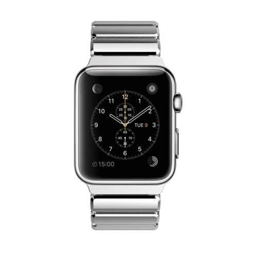 Stainless Steel Link Bracelet Metal Double Button Folding Clasp Band For 42 MM Apple Watch - Silver