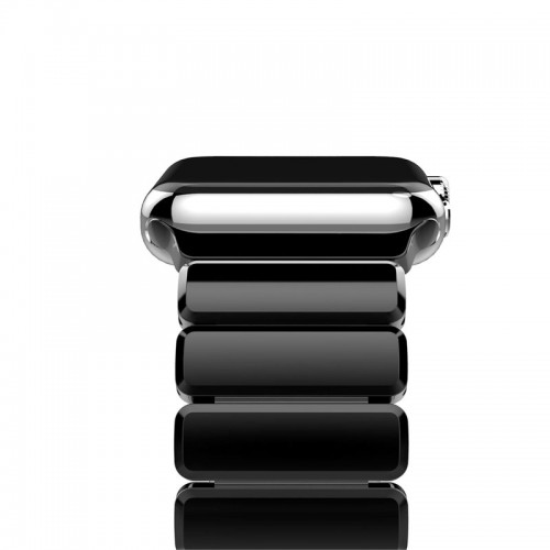 Stainless Steel Link Bracelet Metal Double Button Folding Clasp Band For 42 MM Apple Watch - Black