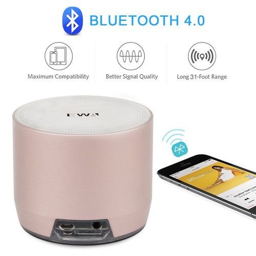 EWA Portable Metal Wireless Speaker with Passive Subwoofer, Enhanced Impactive Bass - Gray