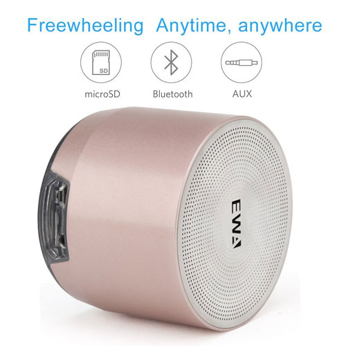 EWA Portable Metal Wireless Speaker with Passive Subwoofer, Enhanced Impactive Bass - Gray