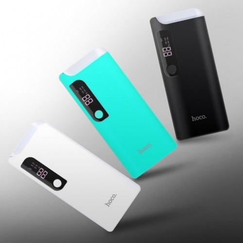 HOCO B27 15000mAh Dual USB Ports Universal External Power Bank with LED Light - Mint Blue