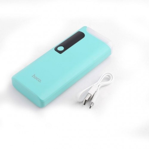 HOCO B27 15000mAh Dual USB Ports Universal External Power Bank with LED Light - Mint Blue