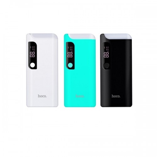 HOCO B27 15000mAh Dual USB Ports Universal External Power Bank with LED Light - Mint Blue