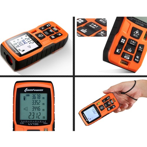 Lomvum Distance Measuring Laser Scale with 2 Bubble Levels and Backlit LCD Display