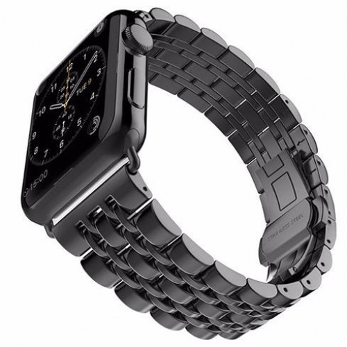 Modern Stainless Steel Link Band with Butterfly Closure for Apple Watch 42mm - Silver/Silver