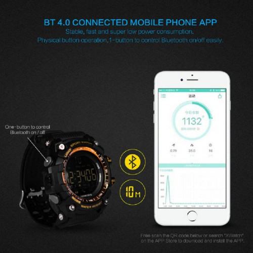 Bluetooth Water Resistance Sports Smartwatch - Red