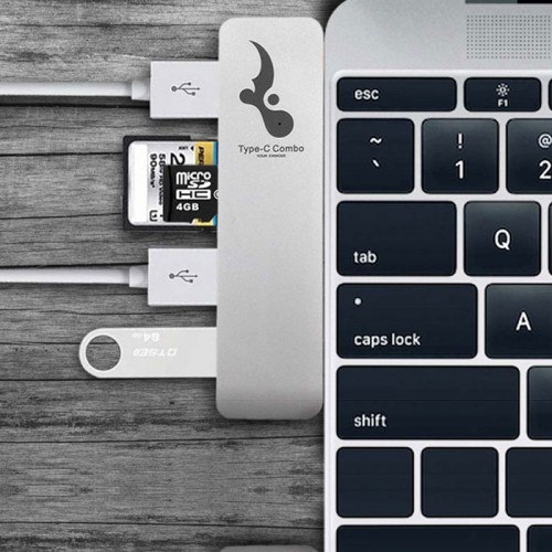 USB Type-C 5 in 1 Hub with 3 USB SD Memory Card Reader & Micro Memory Card Reader for MacBook