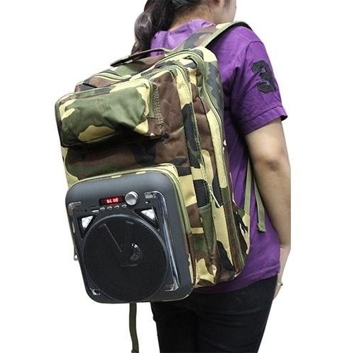 Bison CH-M34 Backpack with Bluetooth Speaker, FM Radio, USB ,LED Light - Camo