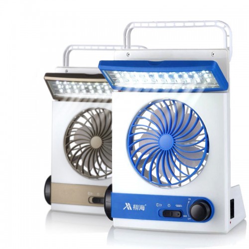 4 in 1 Portable Mini Solar Light Fan with 30 LED Light Flashlight Rechargeable Lamp
