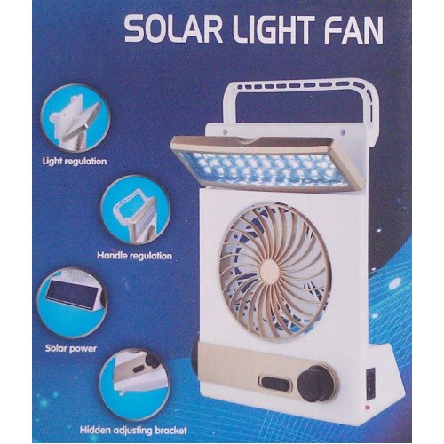 4 in 1 Portable Mini Solar Light Fan with 30 LED Light Flashlight Rechargeable Lamp