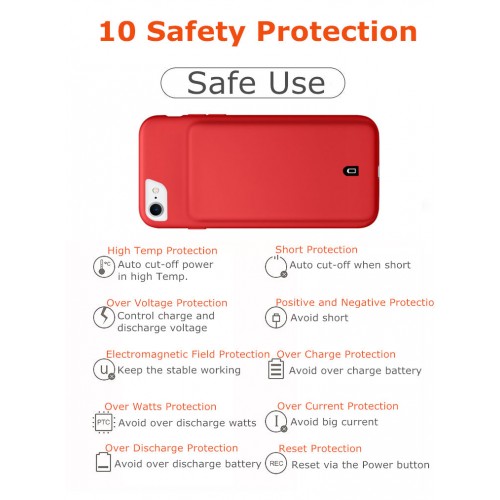 4.500MAh Slim Rechargeable Battery Case For Apple IPhone 7/8 -red